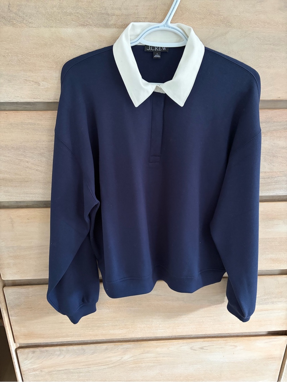 J. Crew Navy Scuba Knit Polo Sweatshirt